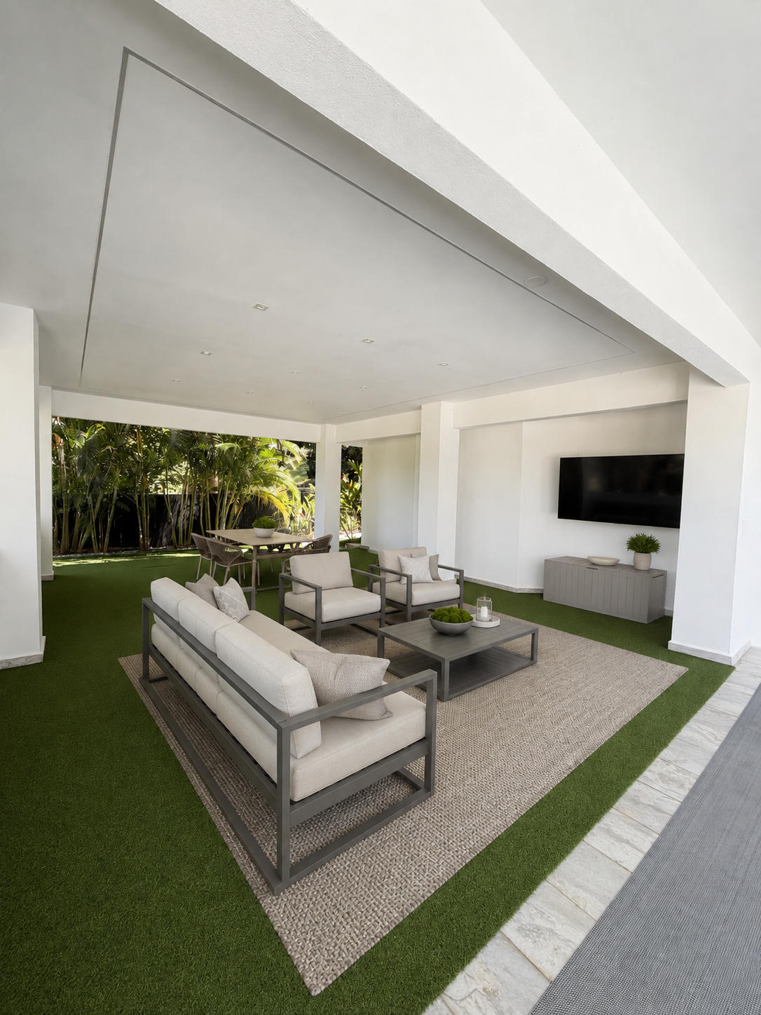 Previously created design rendering of the covered outdoor lounge